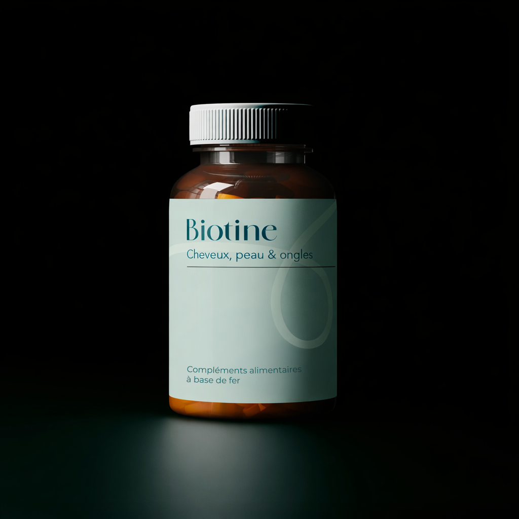 Packaging Biotine complément alimentaire minimaliste premium