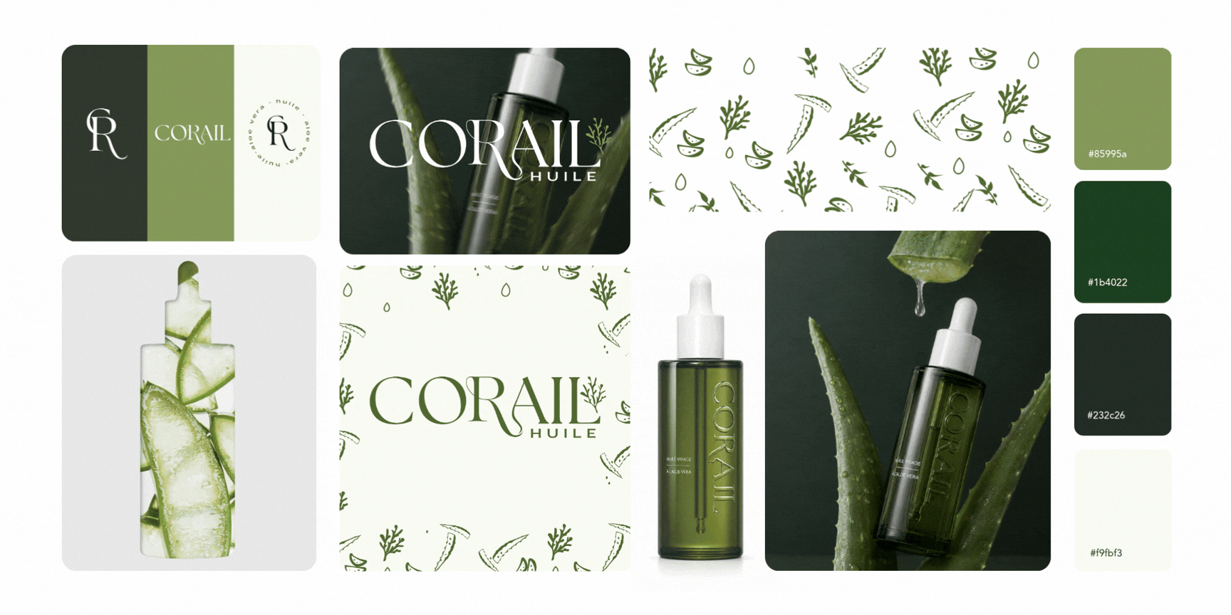 Identite visuelle Corail marque soins aloe vera logo packaging