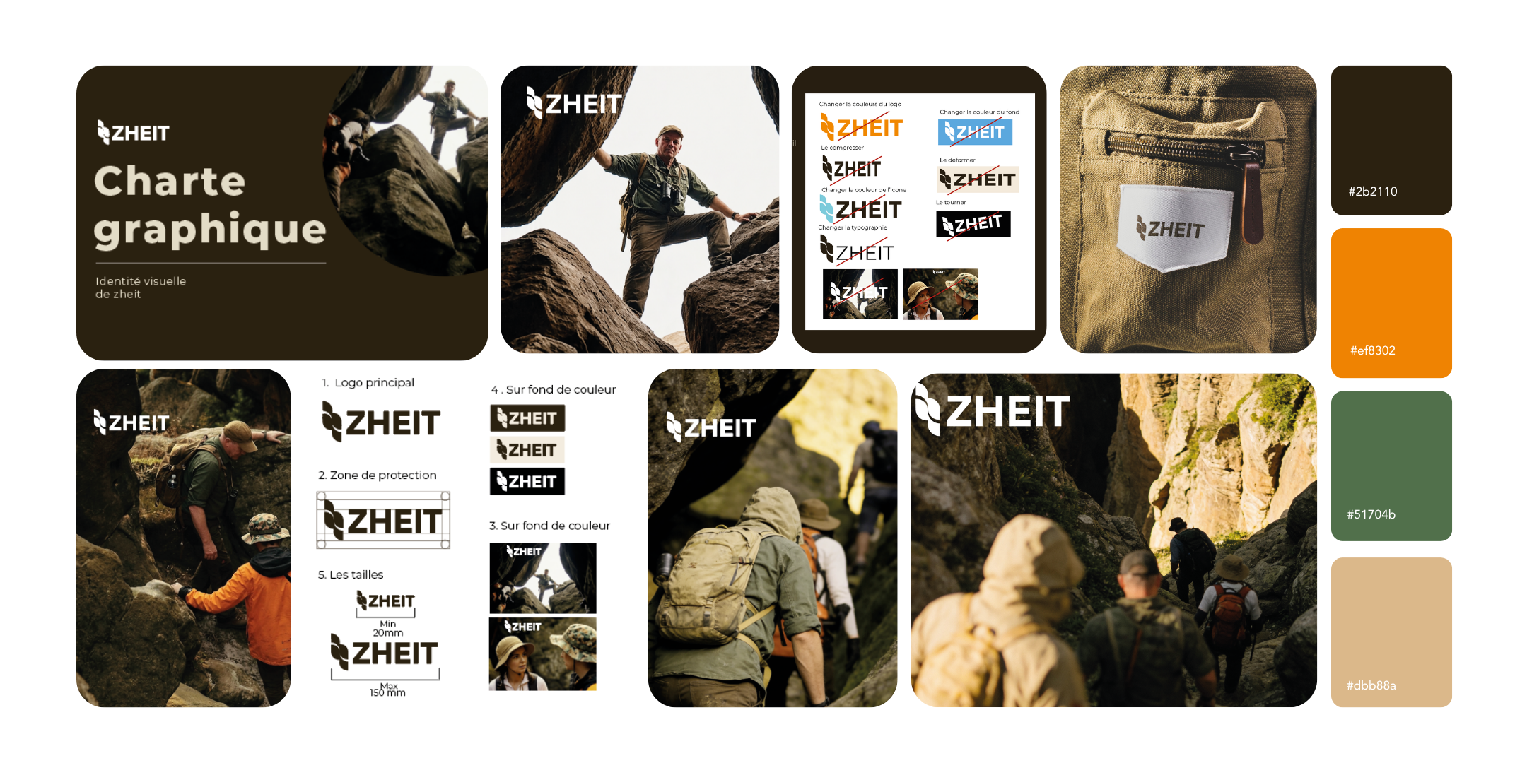 Identite visuelle Zheit marque equipements randonnee outdoor
